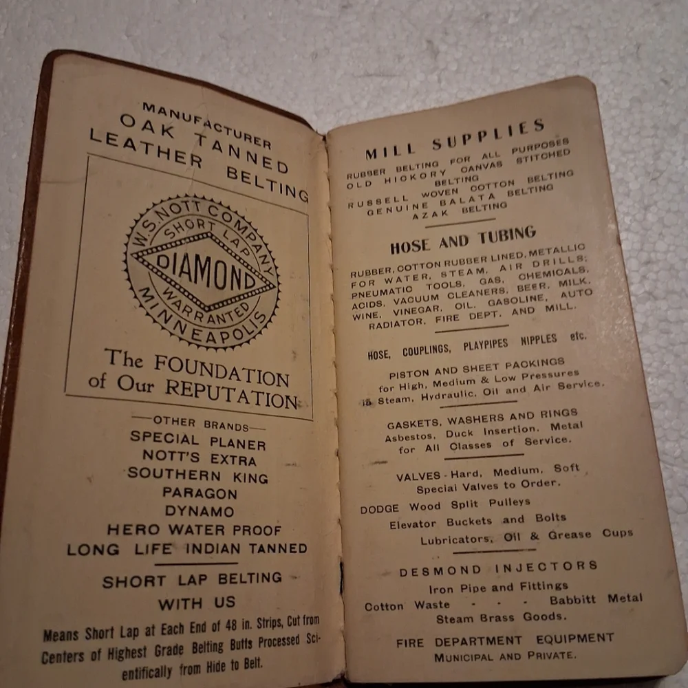 W.S. Nott Company antique pocket calendar planner book 1915 Minnesota Rare Find
